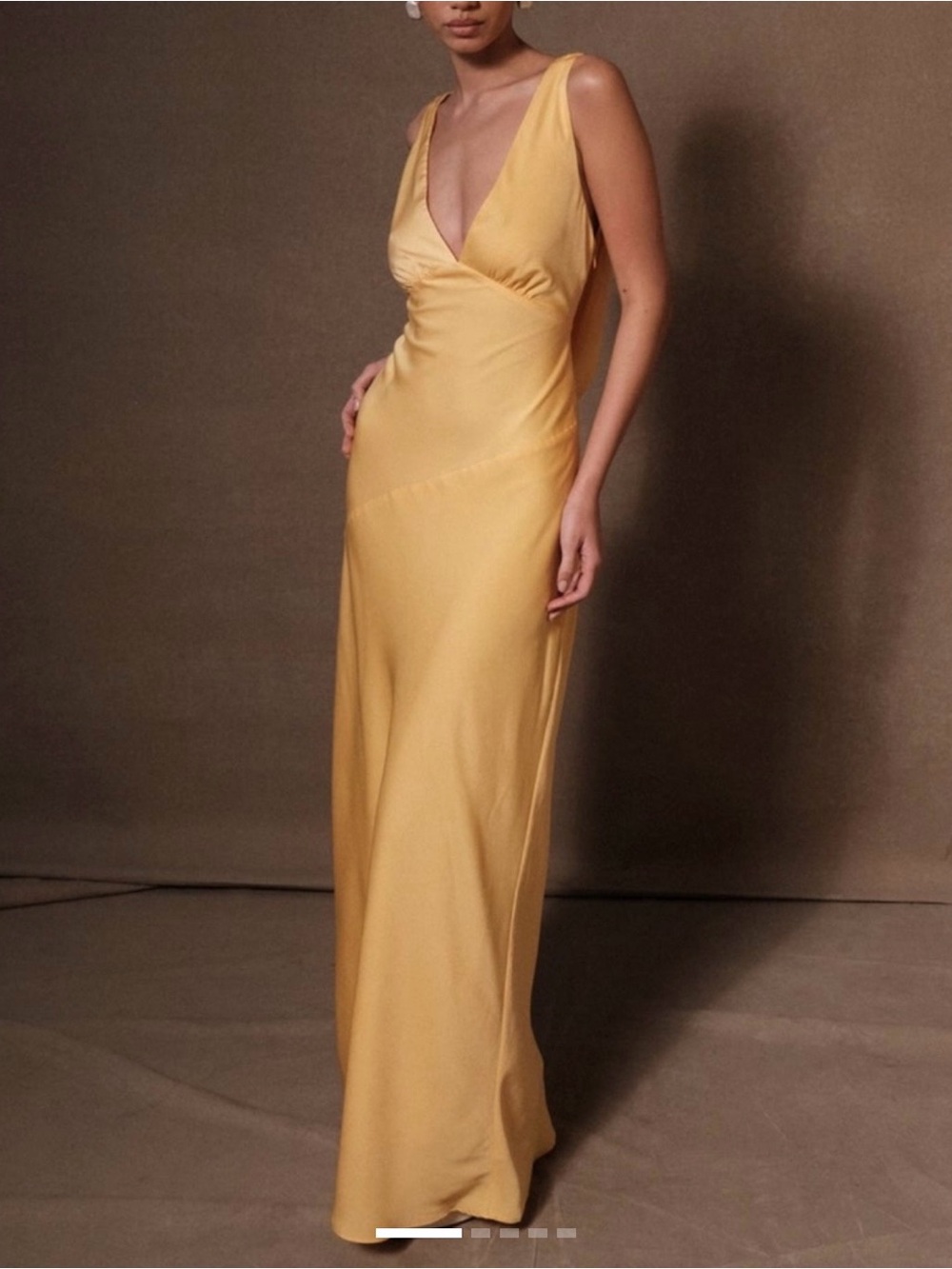 Meshki Mustard V-Neck Slip Maxi Dress